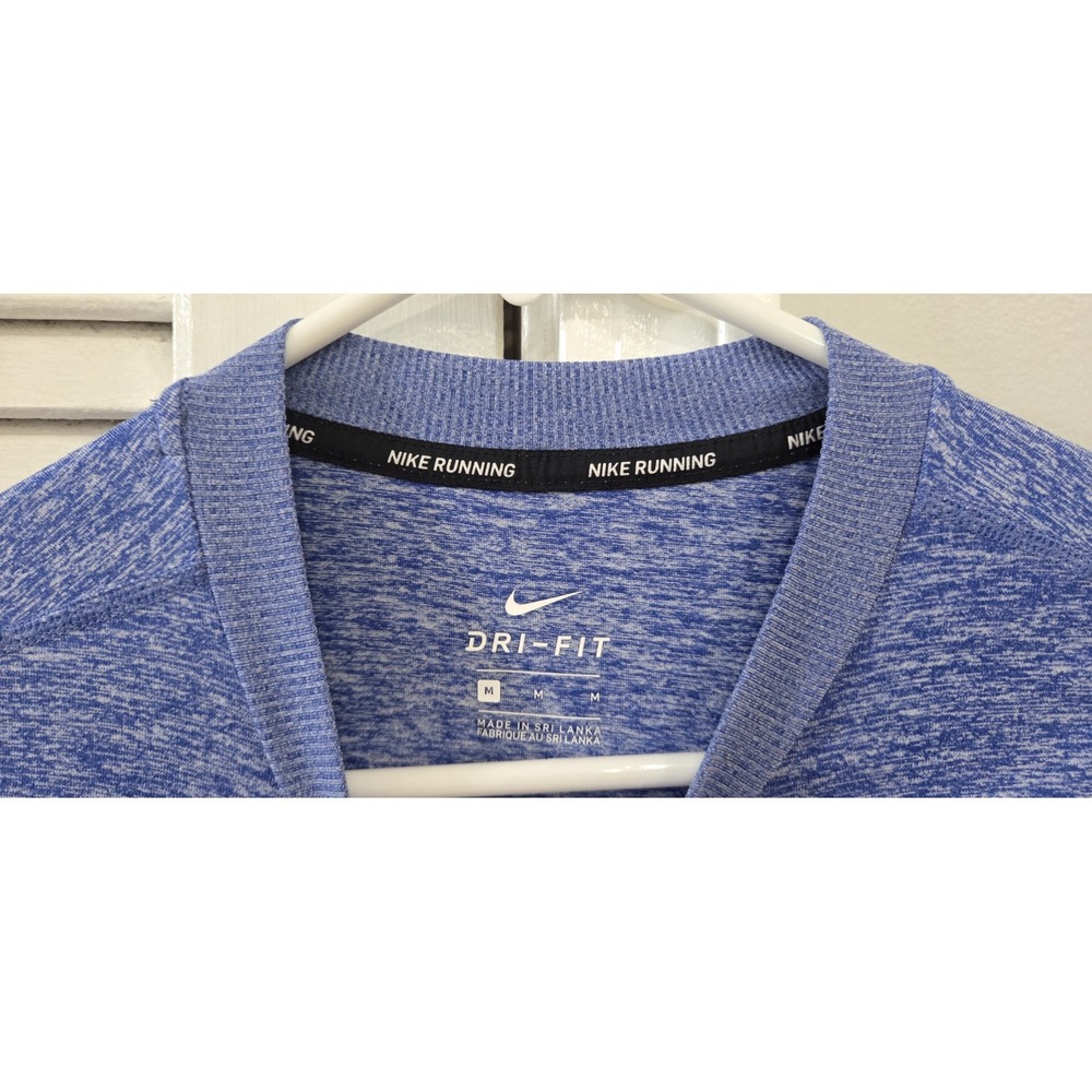 Nike Running Dri-FIT Women's M Blue Heather Long Sleeve Crew Neck Top - Picture 2 of 5